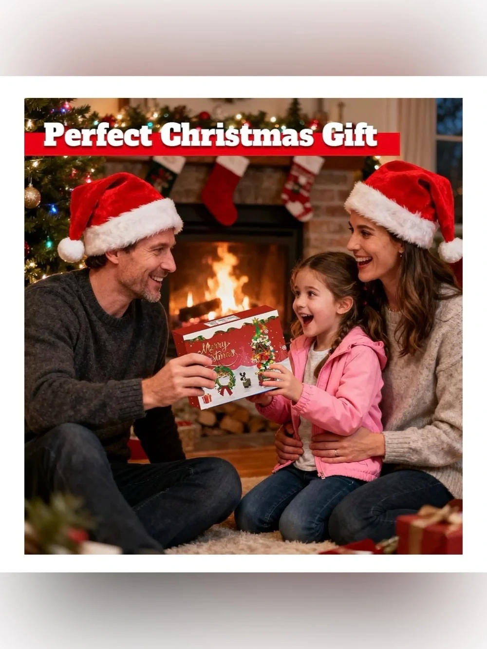 🔥Advent Calendar Christmas Tree Building Set w/LED lights, Wreath, & Reindeer
